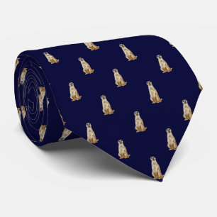 Meerkat Diamond Pattern op Dark Navy Blue Stropdas