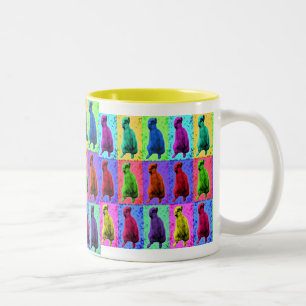 Meerkat die op Pop kijkt Popart multi-panel Tweekleurige Koffiemok