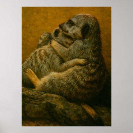 Meerkat Embrace – Heartfelt Wildlife Art Print (Voorkant)