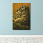 Meerkat Embrace – Heartfelt Wildlife Art Print (Insitu (Houten vloer))