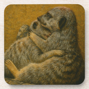 Meerkat Embrace – Heartfelt Wildlife Art Print Bier Onderzetter