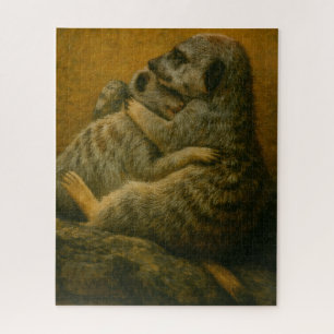 Meerkat Embrace – Heartfelt Wildlife Art Print Legpuzzel