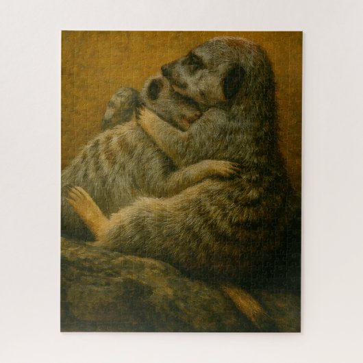 Meerkat Embrace – Heartfelt Wildlife Art Print Legpuzzel (Verticaal)