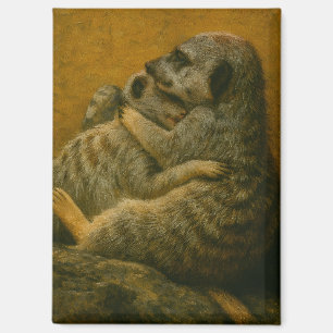 Meerkat Embrace – Heartfelt Wildlife Art Print Magneet