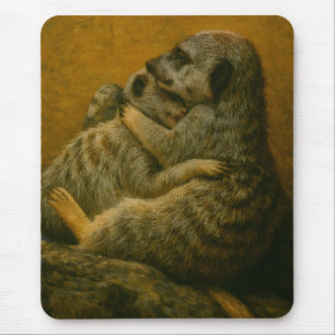 Meerkat Embrace – Heartfelt Wildlife Art Print Muismat
