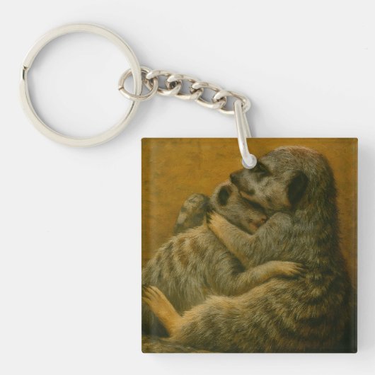 Meerkat Embrace – Heartfelt Wildlife Art Print Sleutelhanger (voorkant)