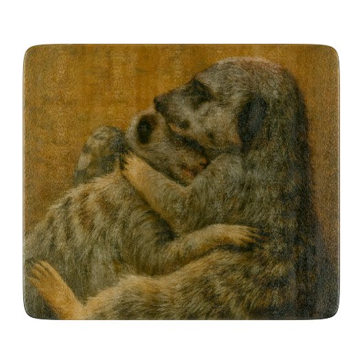 Meerkat Embrace – Heartfelt Wildlife Art Print Snijplank (Voorkant)