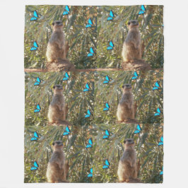Meerkat en blauwe vlinders, fleece deken