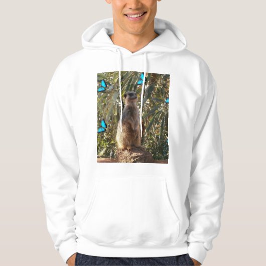 Meerkat en blauwe vlinders, hoodie (Voorkant)