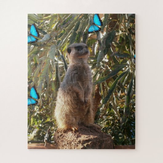 Meerkat en blauwe vlinders, legpuzzel (Verticaal)