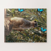 Meerkat en blauwe vlinders, legpuzzel (Horizontaal)