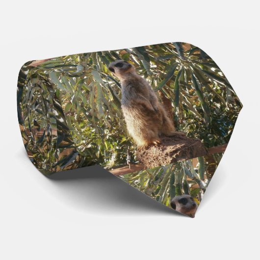 Meerkat en blauwe vlinders, stropdas (Opgerold)