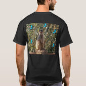 Meerkat en blauwe vlinders, t-shirt (Achterkant)