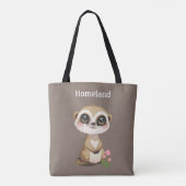 Meerkat en Bloemen op Beige Gepersonaliseerd Tote Bag (Achterkant)