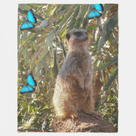 Meerkat en Butterflies Fleece Deken