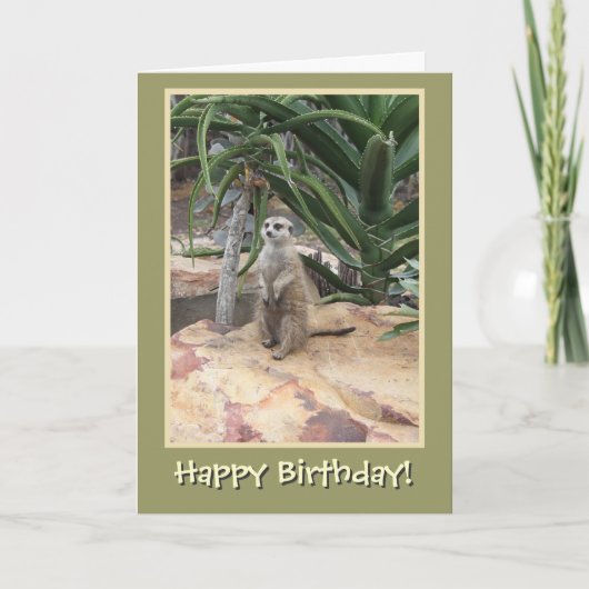 Meerkat en Happy Birthday Kaart (Voorkant)