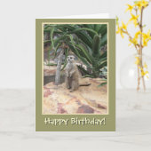 Meerkat en Happy Birthday Kaart (Gele Bloem)