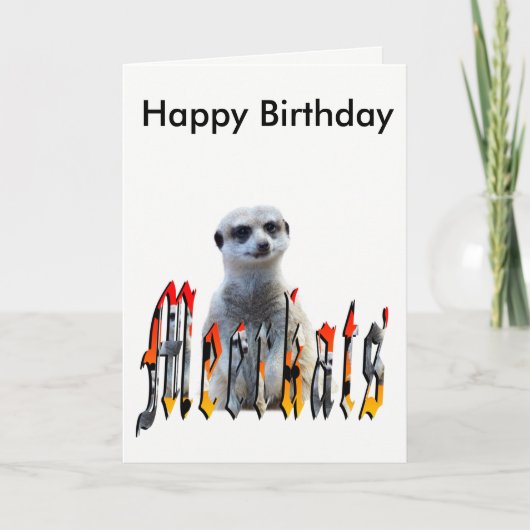 Meerkat en Logo, Happy Birthday Kaart (Voorkant)