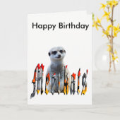 Meerkat en Logo, Happy Birthday Kaart (Gele Bloem)