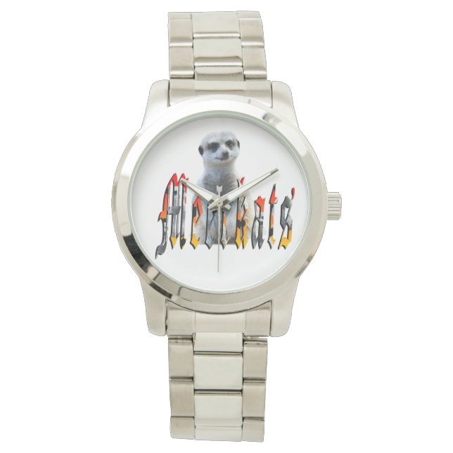 Meerkat en Meerkat Logo Large Silver Unisex Watch Horloge (Voorkant)