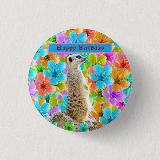 Meerkat- en meerkleurig Birthday-design Ronde Button 3,2 Cm (Voorkant)
