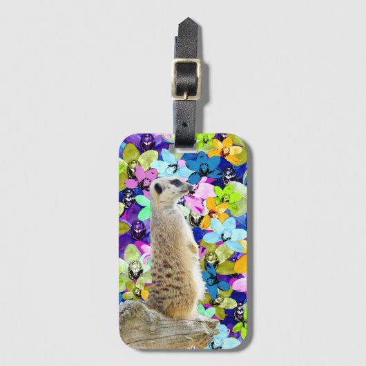 Meerkat- en Waterverf-orchideeën Bagagelabel (Voorkant (verticaal))