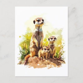 Meerkat familie op de uitkijk feestdagenkaart