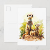 Meerkat familie op de uitkijk feestdagenkaart (Voorkant / Achterkant)