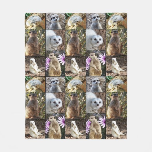 Meerkat fotocollage, Medium fleece deken. (Voorkant)