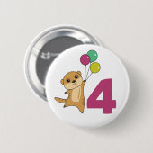 Meerkat Fourth Birthday Balloons Kinder Button (Voorkant /achterkant)