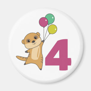 Meerkat Fourth Birthday Balloons Kinder Magnet