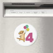 Meerkat Fourth Birthday Balloons Kinder Magnet (Insitu (Vaatwasser))