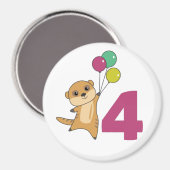 Meerkat Fourth Birthday Balloons Kinder Magnet (Voorkant / Achterkant)
