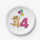 Meerkat Fourth Birthday Balloons Kinder paper Bord (Voorkant)