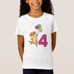 Meerkat Fourth Birthday Balloons Kinder T-Shirt