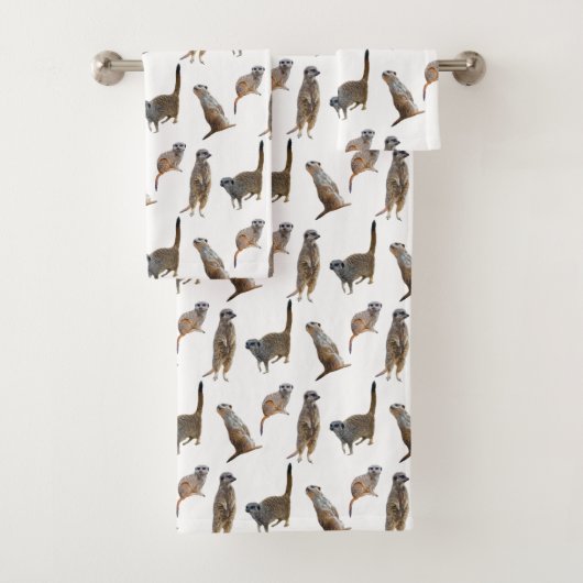 Meerkat Frenzy Bathroom Towel Set Bad Handdoek (Insitu)