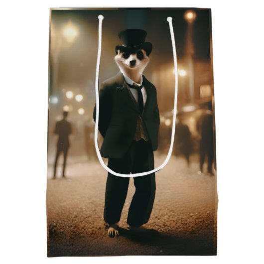 Meerkat gekleed voor Black Stropdas Event, Medium Cadeauzakje (Achterkant)