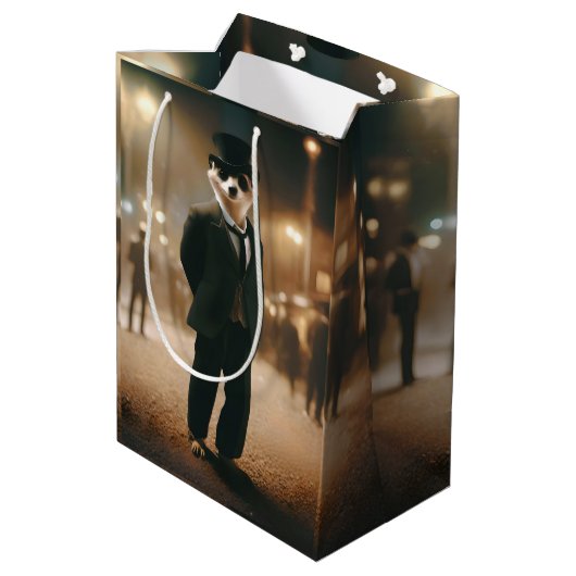 Meerkat gekleed voor Black Stropdas Event, Medium Cadeauzakje (Achterkant Gekanteld)