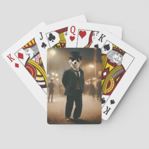 Meerkat gekleed voor Black Stropdas Event, Pokerkaarten