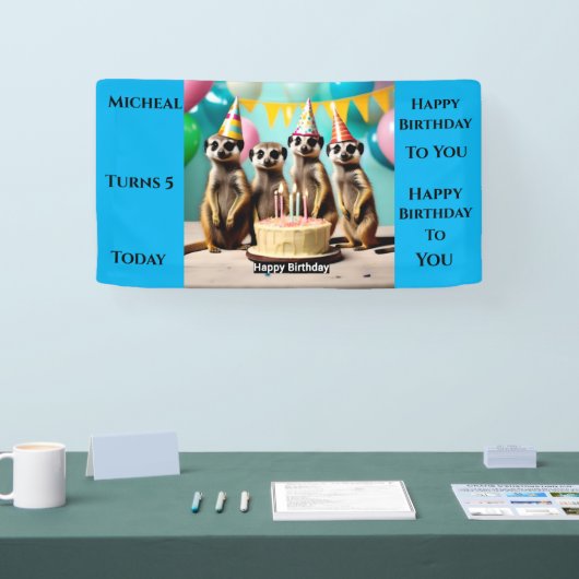 Meerkat Gelukkige Verjaardag, Muurbanner Spandoek (Beurs)