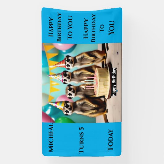Meerkat Gelukkige Verjaardag, Muurbanner Spandoek (Verticaal)