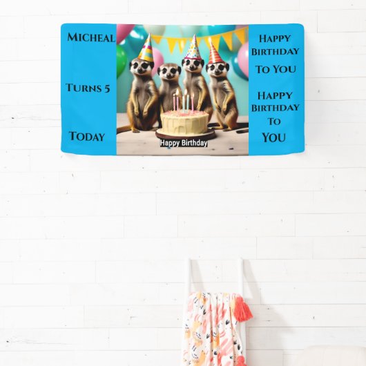 Meerkat Gelukkige Verjaardag, Muurbanner Spandoek (Insitu)