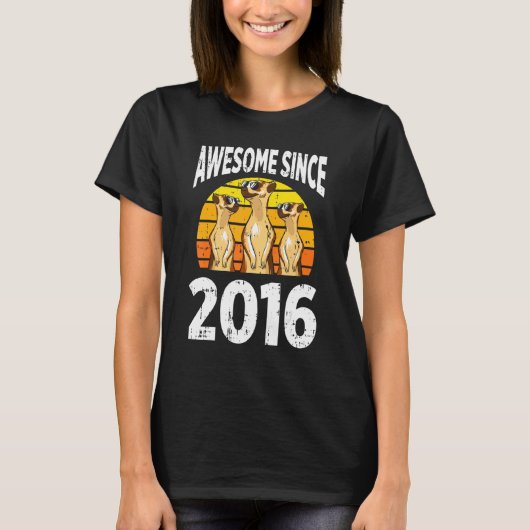Meerkat Geweldige sinds 2016 6e Verjaardag 6 jaar T-shirt (Voorkant)