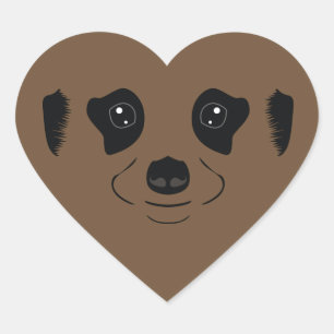 Meerkat gezichtsilhouet hart sticker