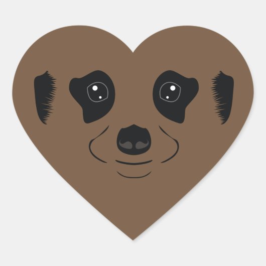 Meerkat gezichtsilhouet hart sticker (Voorkant)
