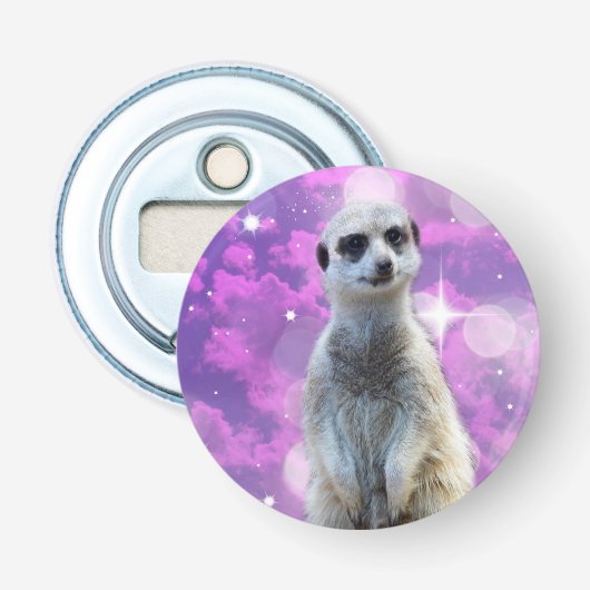Meerkat, Glitter Bomb, Magnetic Bottle Opener. Button Flesopener (Voorkant)