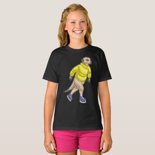 Meerkat Ice skating Ice schaatsen T-shirt (Voorkant volledig)