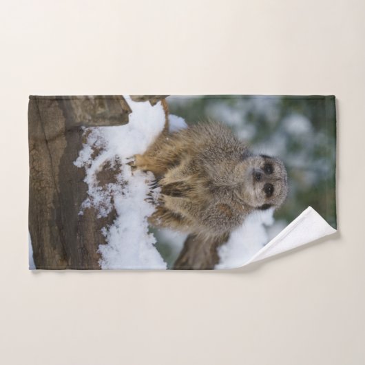 Meerkat in de sneeuwacryldruk handdoek (Handdoek)