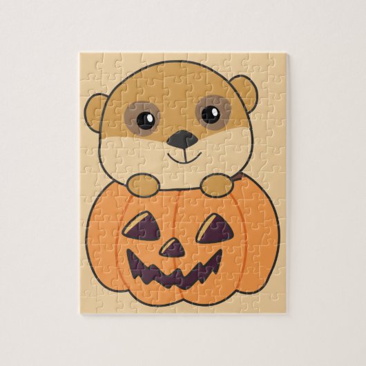 Meerkat in Pumpkin Cute Animals Happy Halloween Ji Legpuzzel (Verticaal)