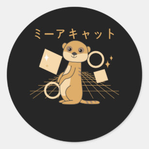 Meerkat Japanse Kawaii Animals Retro Cute Ronde Sticker